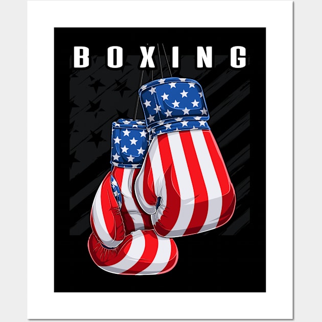 Boxing USA American Flag Boxing Gloves Wall Art by zap